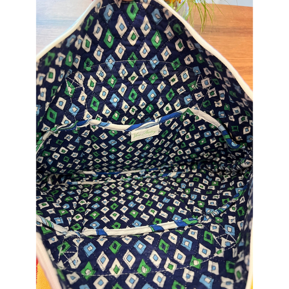 Vera Bradley Mediterranean White Tote Bag Medium Blue Green Abstract Floral - Picture 4 of 7